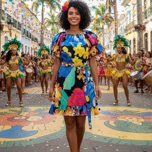 CHRISTOPHER JOHN ROGERS FOR TARGET RUFFLES, FLORAL PRINT PUFF SLEEVES Dress